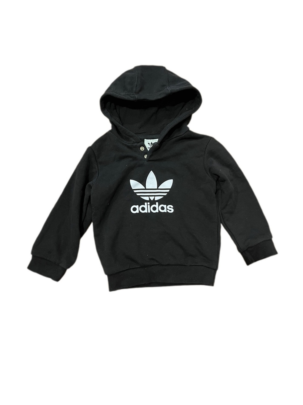 adidas 18m Baby Black Hoodie Sweatshirt with White Trefoil Logo